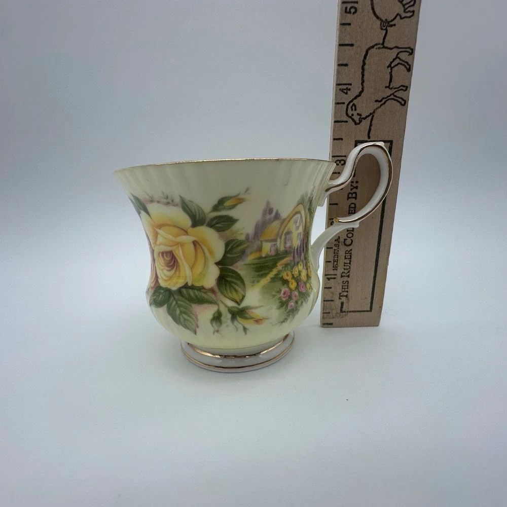 Queen's Rosina Staffordshire Tea Cup Saucer Set Yellow Rose Cottage Bone China